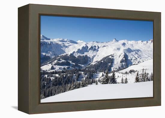 Slope on the Skiing Resort Flumserberg. Switzerland-swisshippo-Framed Premier Image Canvas