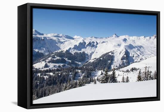 Slope on the Skiing Resort Flumserberg. Switzerland-swisshippo-Framed Premier Image Canvas