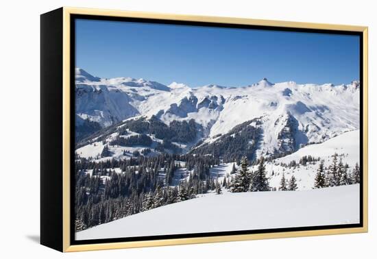 Slope on the Skiing Resort Flumserberg. Switzerland-swisshippo-Framed Premier Image Canvas