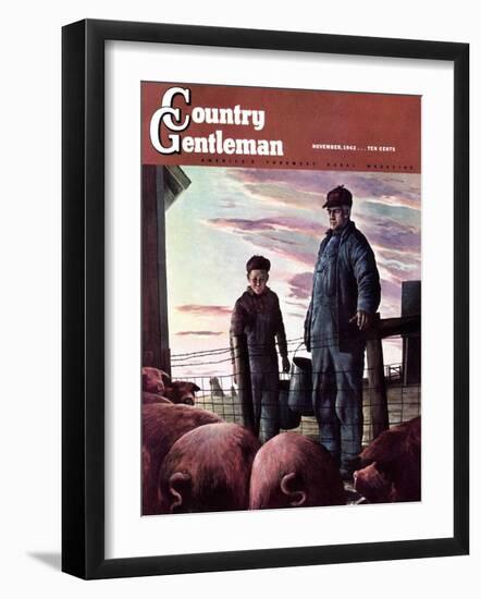 "Slopping the Pigs," Country Gentleman Cover, November 1, 1942-Robert Riggs-Framed Giclee Print