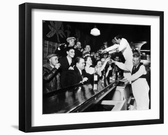 Sloppy Joe's Bar, in Downtown Chicago, after the Repeal of Prohibition. December 5, 1933-null-Framed Photo