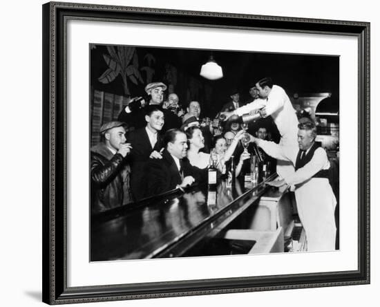 Sloppy Joe's Bar, in Downtown Chicago, after the Repeal of Prohibition. December 5, 1933-null-Framed Photo