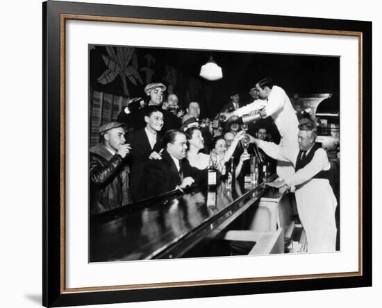 Sloppy Joe's Bar, in Downtown Chicago, after the Repeal of Prohibition. December 5, 1933-null-Framed Photo