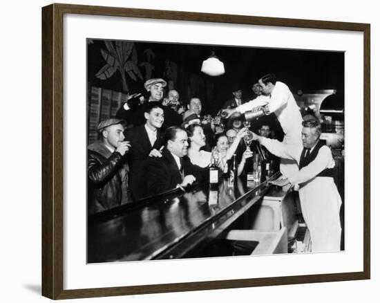 Sloppy Joe's Bar, in Downtown Chicago, after the Repeal of Prohibition. December 5, 1933-null-Framed Photo