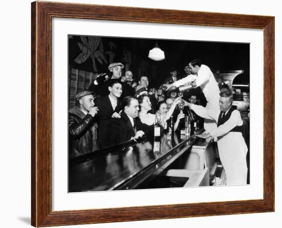 Sloppy Joe's Bar, in Downtown Chicago, after the Repeal of Prohibition. December 5, 1933-null-Framed Photo