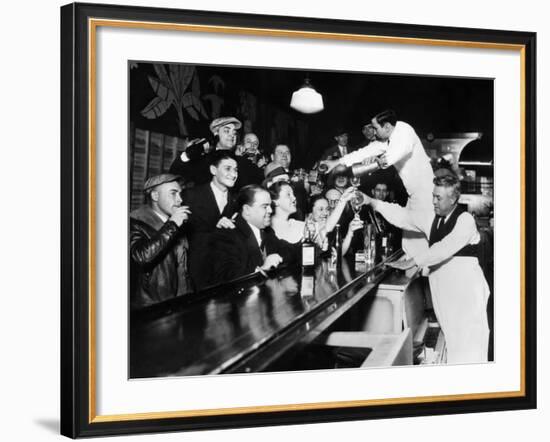 Sloppy Joe's Bar, in Downtown Chicago, after the Repeal of Prohibition. December 5, 1933-null-Framed Photo