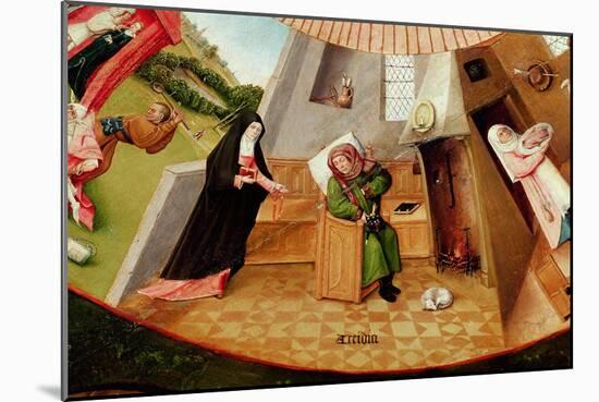Sloth, Detail from the Table of the Seven Deadly Sins and the Four Last Things, C.1480-Hieronymus Bosch-Mounted Giclee Print