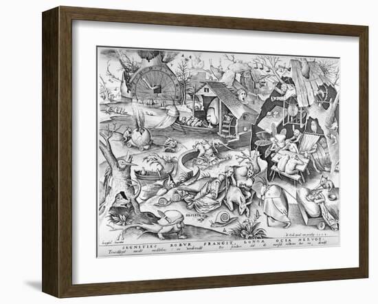 Sloth, from the Seven Deadly Sins, Engraved by Pieter Ven Der Heyden, 1558-Pieter Bruegel the Elder-Framed Giclee Print