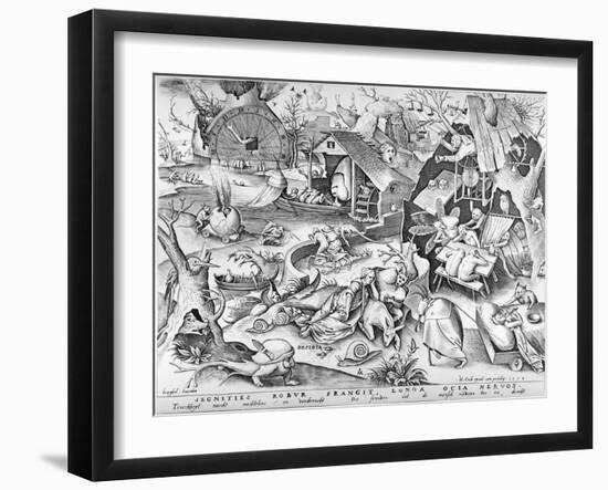 Sloth, from the Seven Deadly Sins, Engraved by Pieter Ven Der Heyden, 1558-Pieter Bruegel the Elder-Framed Giclee Print