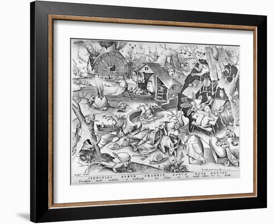 Sloth, from the Seven Deadly Sins, Engraved by Pieter Ven Der Heyden, 1558-Pieter Bruegel the Elder-Framed Giclee Print