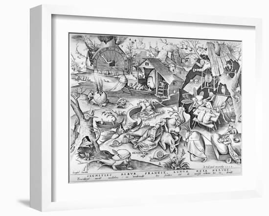 Sloth, from the Seven Deadly Sins, Engraved by Pieter Ven Der Heyden, 1558-Pieter Bruegel the Elder-Framed Giclee Print