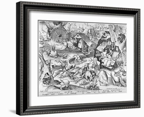 Sloth, from the Seven Deadly Sins, Engraved by Pieter Ven Der Heyden, 1558-Pieter Bruegel the Elder-Framed Giclee Print