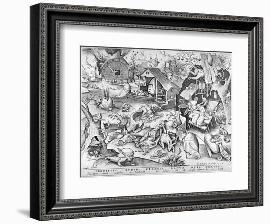 Sloth, from the Seven Deadly Sins, Engraved by Pieter Ven Der Heyden, 1558-Pieter Bruegel the Elder-Framed Giclee Print