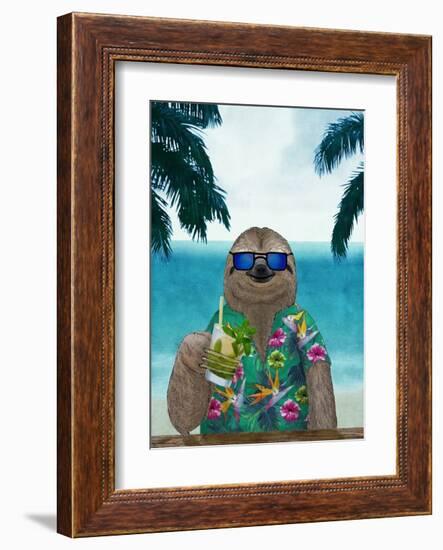 Sloth on Summer Holidays-Barruf-Framed Art Print