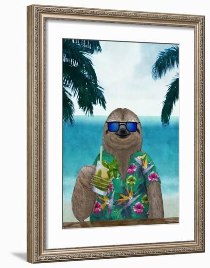 Sloth on Summer Holidays-Barruf-Framed Art Print