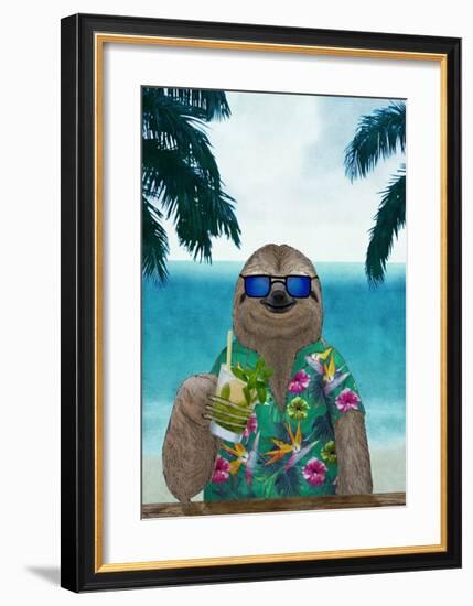 Sloth on Summer Holidays-Barruf-Framed Art Print