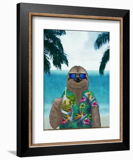 Sloth on Summer Holidays-Barruf-Framed Premium Giclee Print