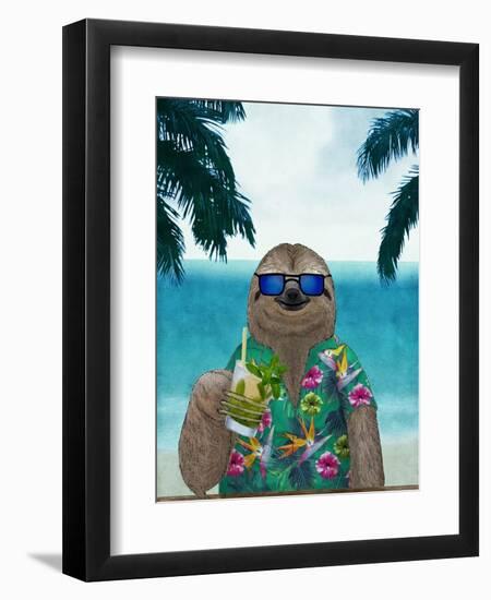 Sloth on Summer Holidays-Barruf-Framed Premium Giclee Print