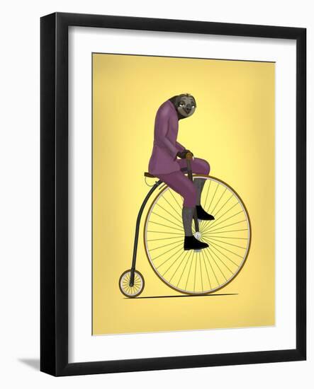 Sloth Penny Farthing-Mark Rogan-Framed Art Print