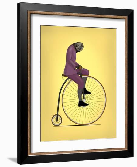 Sloth Penny Farthing-Mark Rogan-Framed Art Print