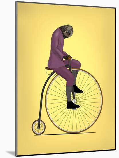 Sloth Penny Farthing-Mark Rogan-Mounted Art Print