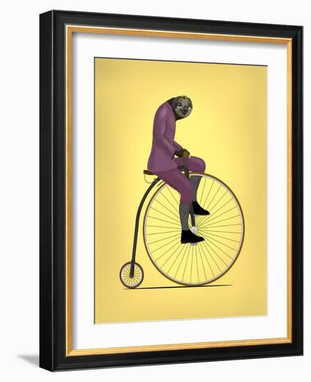 Sloth Penny Farthing-Mark Rogan-Framed Art Print