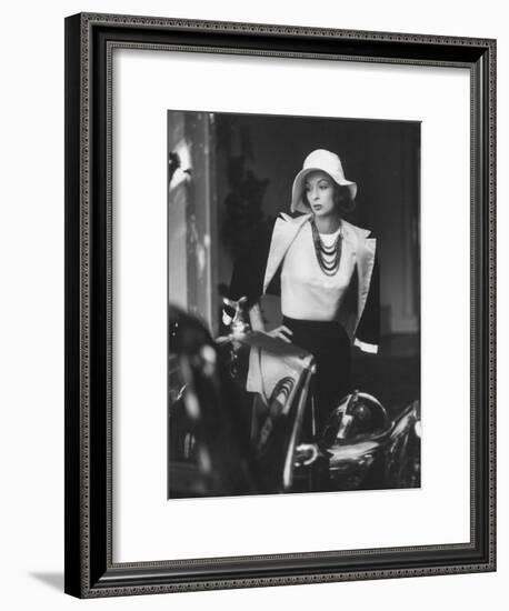 Slouch Hat in Garbo Tradition Made of White Satin For Cocktail Outfit-Gordon Parks-Framed Premium Photographic Print