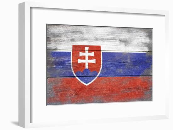 Slovakia Country Flag - Barnwood Painting-Lantern Press-Framed Art Print