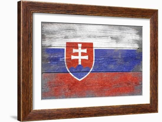 Slovakia Country Flag - Barnwood Painting-Lantern Press-Framed Art Print