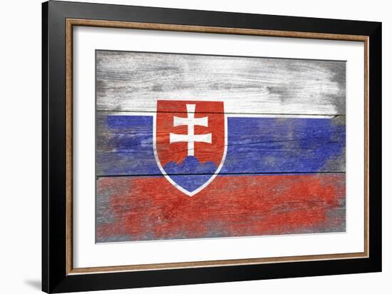 Slovakia Country Flag - Barnwood Painting-Lantern Press-Framed Art Print