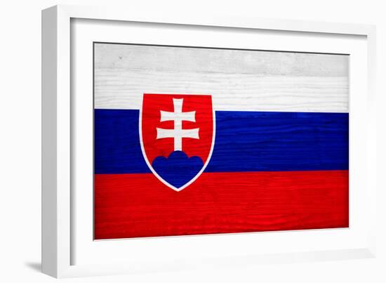 Slovakia Flag Design with Wood Patterning - Flags of the World Series-Philippe Hugonnard-Framed Art Print