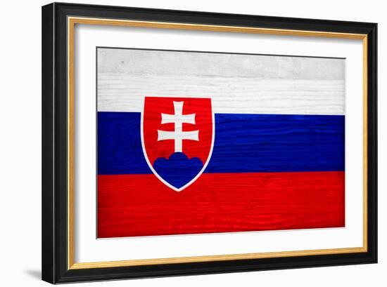 Slovakia Flag Design with Wood Patterning - Flags of the World Series-Philippe Hugonnard-Framed Art Print