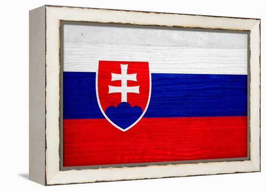 Slovakia Flag Design with Wood Patterning - Flags of the World Series-Philippe Hugonnard-Framed Stretched Canvas