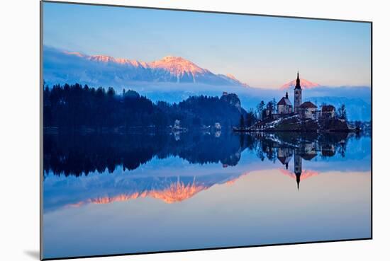 Slovenia, Bled, Lake Bled and Julian Alps, Church of the Assumption-Tuul And Bruno Morandi-Mounted Photographic Print