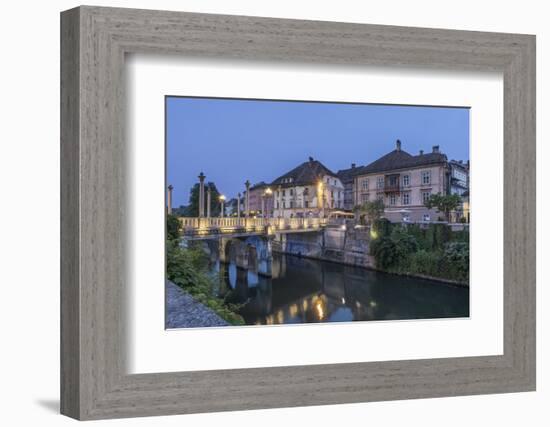 Slovenia, Ljubljana, Cobbler's Bridge at Dawn-Rob Tilley-Framed Photographic Print
