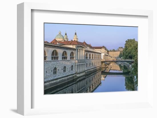 Slovenia, Ljubljana, Ljubljana River and Old Town at Dawn-Rob Tilley-Framed Photographic Print