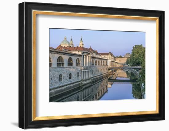Slovenia, Ljubljana, Ljubljana River and Old Town at Dawn-Rob Tilley-Framed Photographic Print