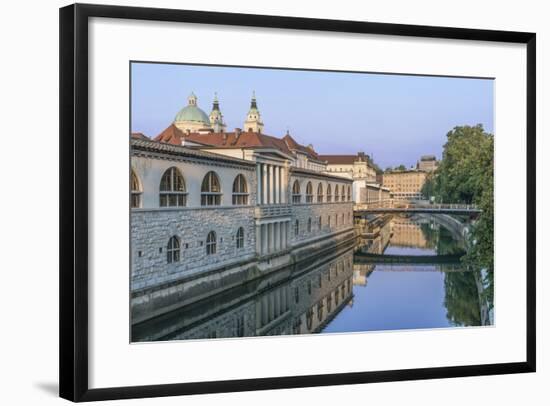 Slovenia, Ljubljana, Ljubljana River and Old Town at Dawn-Rob Tilley-Framed Photographic Print