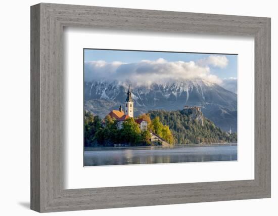 Slovenia, Our Lady of the Lake, Pilgrimage Church of the Assumption of the Virgin Mary, Bled Castle-Ellen Goff-Framed Photographic Print