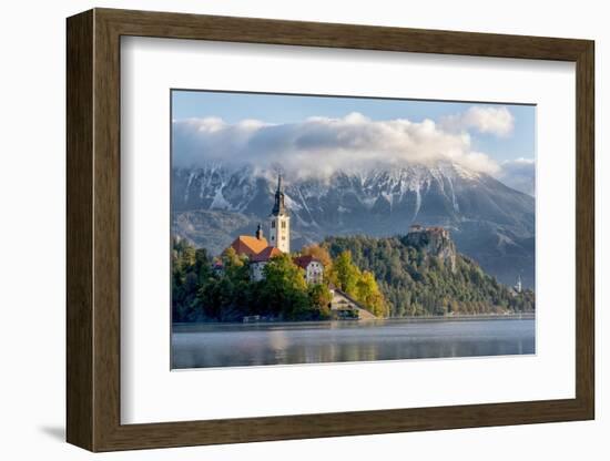 Slovenia, Our Lady of the Lake, Pilgrimage Church of the Assumption of the Virgin Mary, Bled Castle-Ellen Goff-Framed Photographic Print