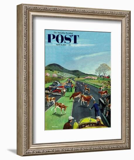 "Slow Mooving Traffic" Saturday Evening Post Cover, April 11, 1953-Ben Kimberly Prins-Framed Giclee Print