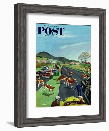 "Slow Mooving Traffic" Saturday Evening Post Cover, April 11, 1953-Ben Kimberly Prins-Framed Giclee Print