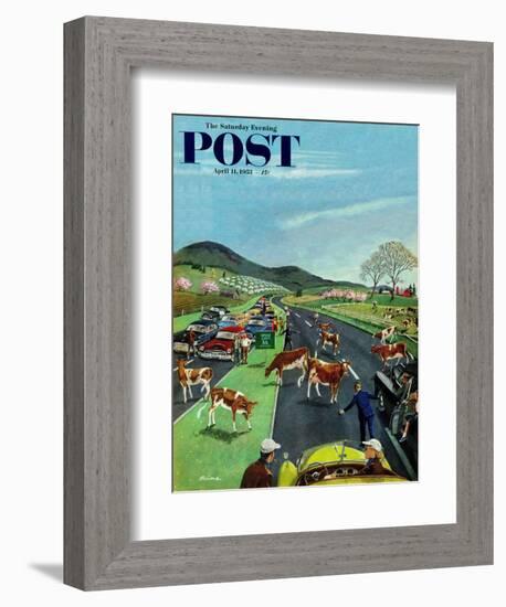 "Slow Mooving Traffic" Saturday Evening Post Cover, April 11, 1953-Ben Kimberly Prins-Framed Giclee Print