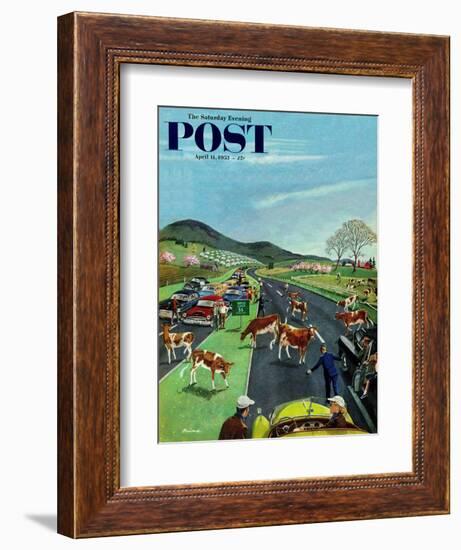 "Slow Mooving Traffic" Saturday Evening Post Cover, April 11, 1953-Ben Kimberly Prins-Framed Giclee Print