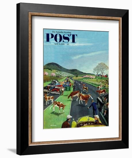 "Slow Mooving Traffic" Saturday Evening Post Cover, April 11, 1953-Ben Kimberly Prins-Framed Giclee Print