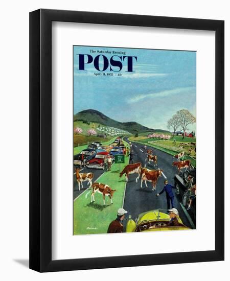 "Slow Mooving Traffic" Saturday Evening Post Cover, April 11, 1953-Ben Kimberly Prins-Framed Giclee Print