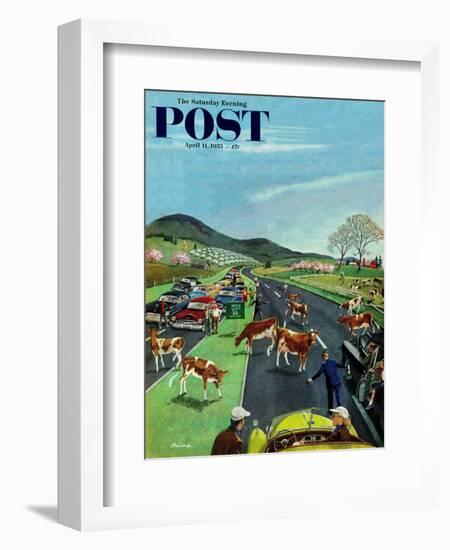 "Slow Mooving Traffic" Saturday Evening Post Cover, April 11, 1953-Ben Kimberly Prins-Framed Giclee Print