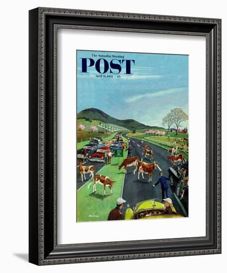 "Slow Mooving Traffic" Saturday Evening Post Cover, April 11, 1953-Ben Kimberly Prins-Framed Giclee Print