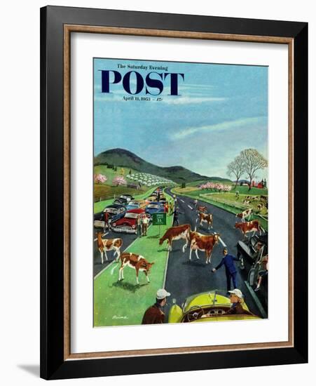 "Slow Mooving Traffic" Saturday Evening Post Cover, April 11, 1953-Ben Kimberly Prins-Framed Giclee Print