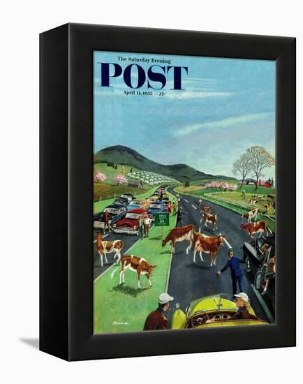 "Slow Mooving Traffic" Saturday Evening Post Cover, April 11, 1953-Ben Kimberly Prins-Framed Premier Image Canvas